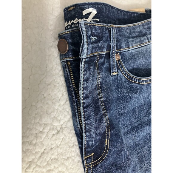Seven7 Women's Slim Straight Jeans Size 8 Birch Blue Dark Wash Denim Stretch - Picture 2 of 11